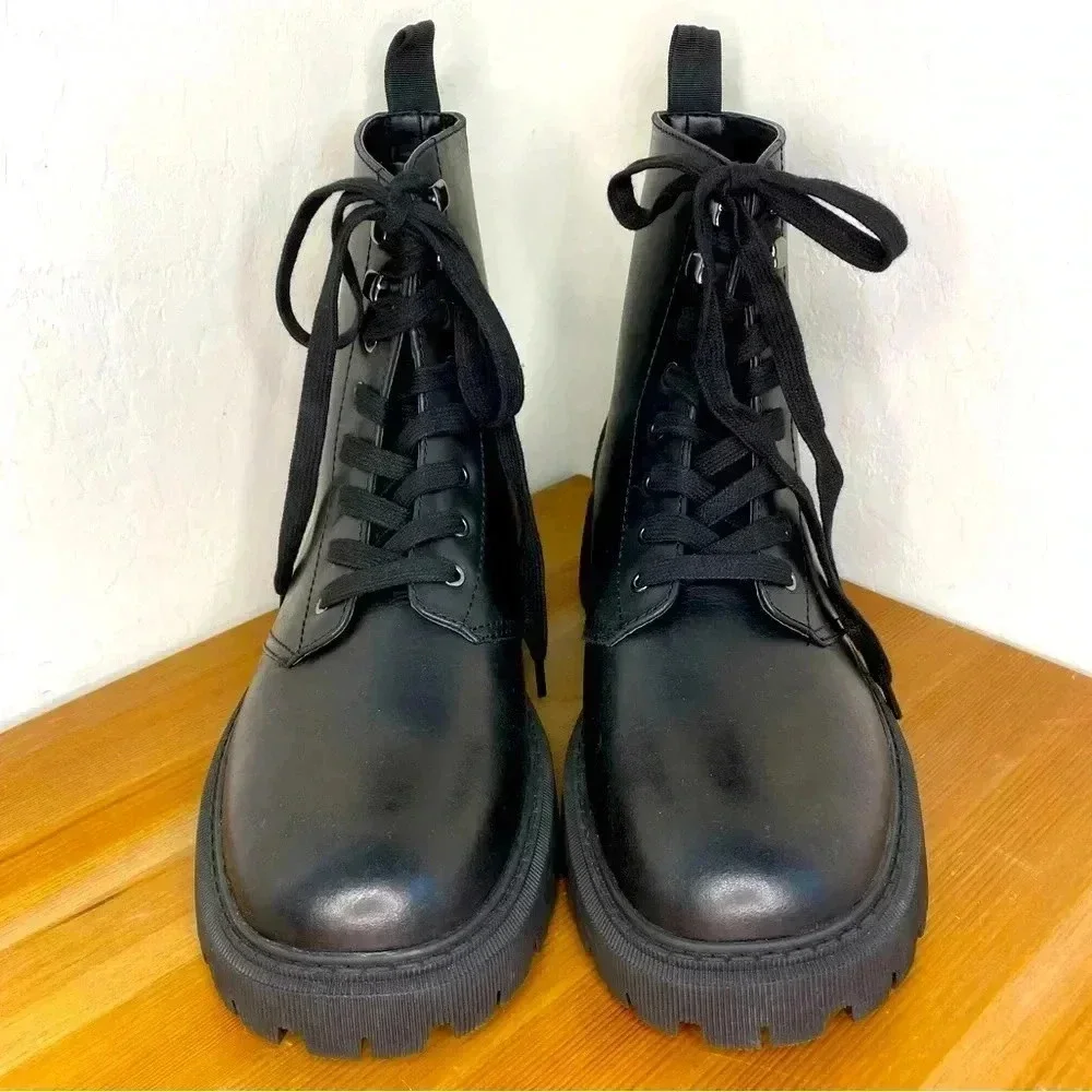 NEW Kurt Geiger London Men's Ryder Lace-Up Combat Leather Boots size EU43.5 US10